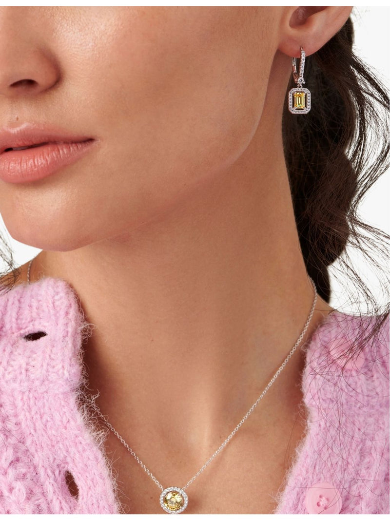 CARAT London sterling silver drop earrings with yellow cubic zirconia (British brand)