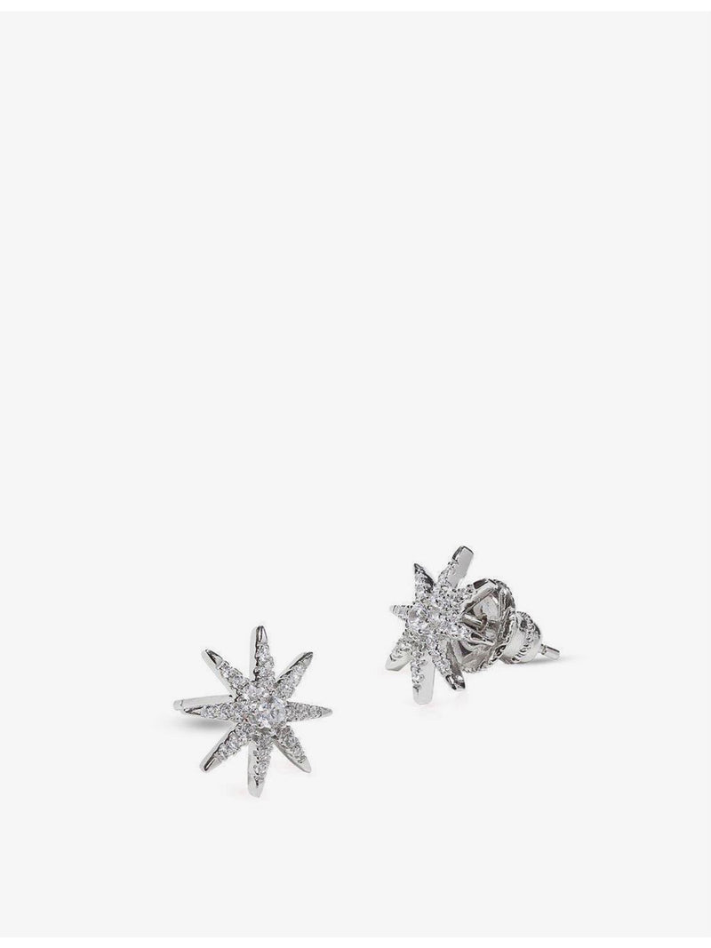 CARAT London star-shaped sterling silver earrings with cubic zirconia, UK version