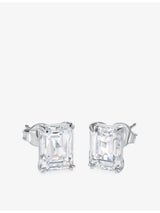 selfridges CARAT London Fulton 9ct White Gold 1.5ct Emerald Cut Cubic Zirconia Stud Earrings- Buy online at McGrocer