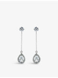 CARAT London pear-shaped cubic zirconia drop earrings, sterling silver (British brand)