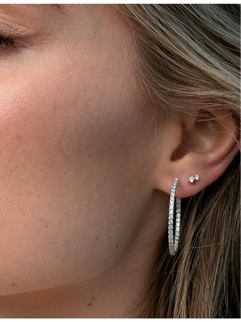 Carat London sterling-silver hoop earrings with cubic zirconia, imported from the UK