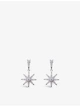 selfridges CARAT London Nysa Star-Shaped Sterling Silver and Cubic Zirconia Drop Earrings- Buy online at McGrocer