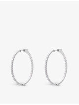 selfridges CARAT London Paloma Sterling Silver and Cubic Zirconia Hoop Earrings- Buy online at McGrocer