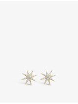 selfridges CARAT London Vega Star-Shaped Yellow Gold-Plated Vermeil Sterling Silver Cubic Zirconia Stud Earrings- Buy online at McGrocer