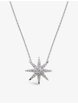 selfridges Carat London Atrias Star-Shaped Sterling Silver and Cubic Zirconia Pendant Necklace, 45cm- Buy online at McGrocer
