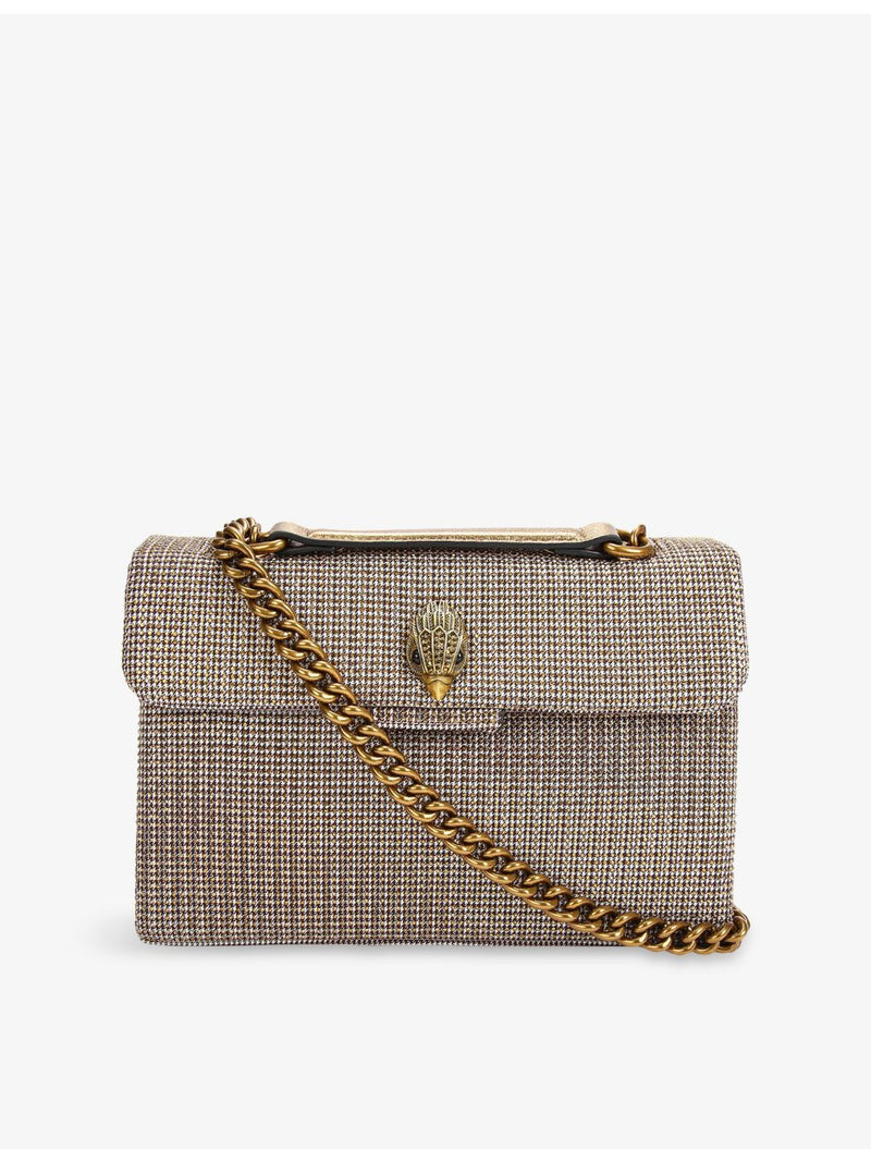 Kurt Geiger London Kensington woven cross-body bag in houndstooth (British brand)