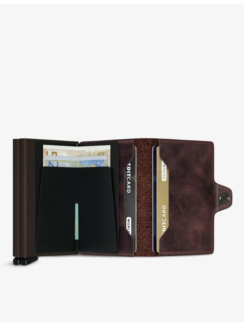 Secrid Twinwallet cardholder in vintage leather and aluminium - British product