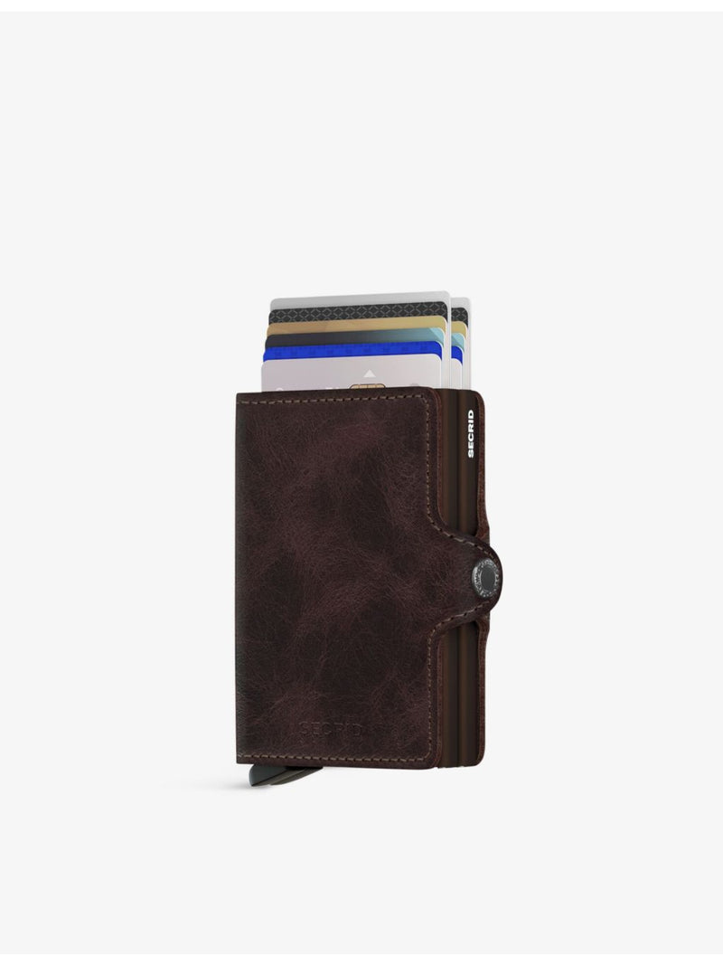 Secrid Twinwallet cardholder in vintage leather and aluminium - British product