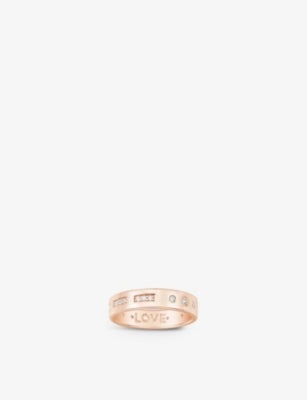 APM Monaco Morse Code Love 18ct Rose Gold-Plated Brass and Zirconia Ring