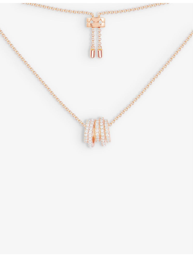 APM Monaco five-hoop rose gold-plated zirconia necklace (British brand)