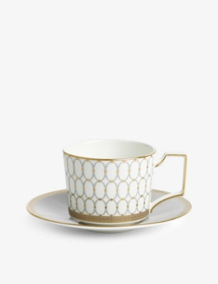 Wedgwood Renaissance Gold bone china teacup and saucer, imported from the UK