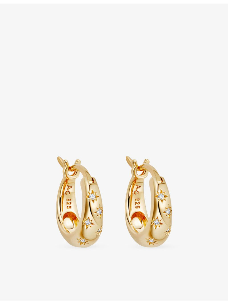 Astley Clarke gold-plated star huggie earrings with white sapphires, UK version