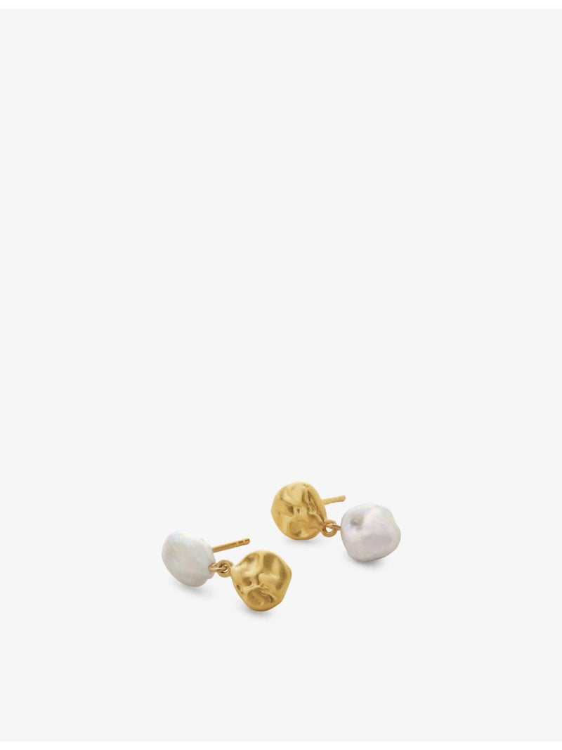 Monica Vinader pearl drop earrings 18ct gold vermeil (British brand)