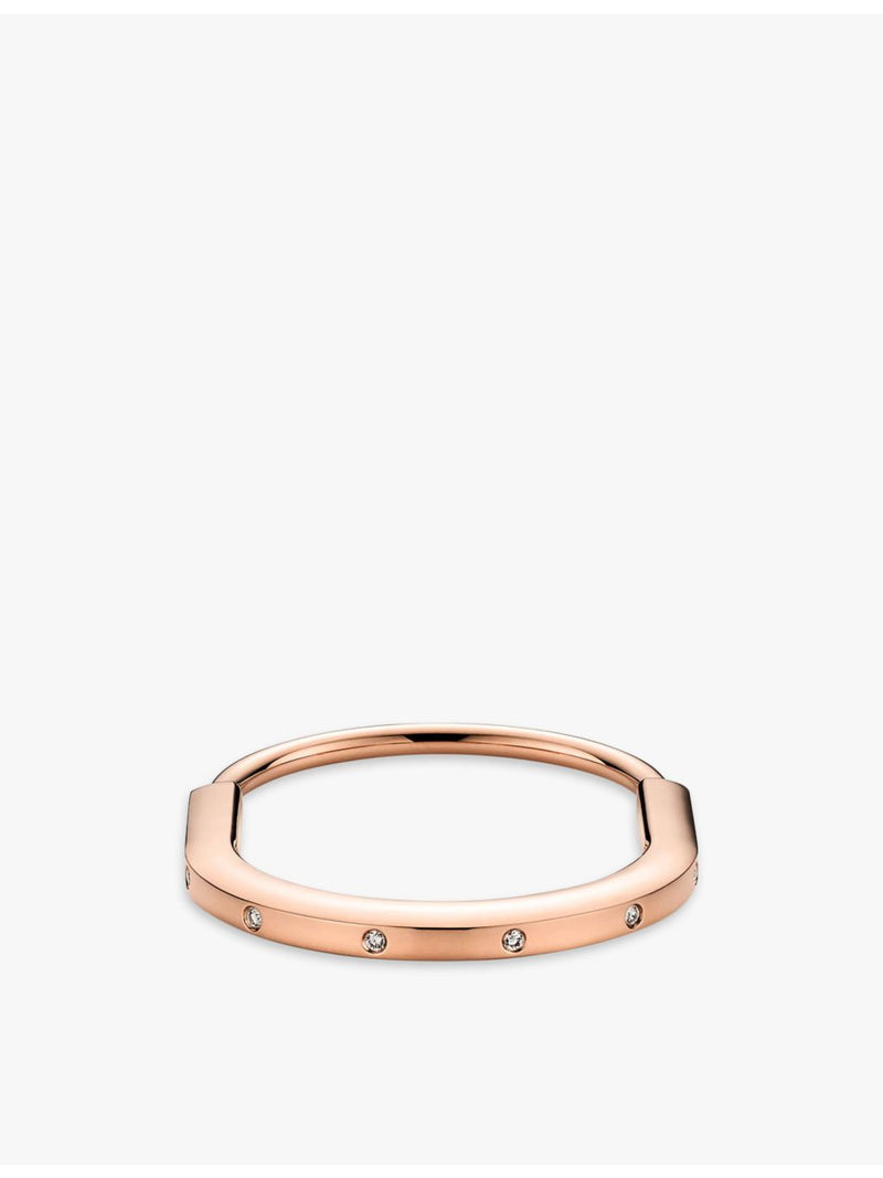 Tiffany Lock diamond bangle bracelet in 18ct rose-gold (British brand)