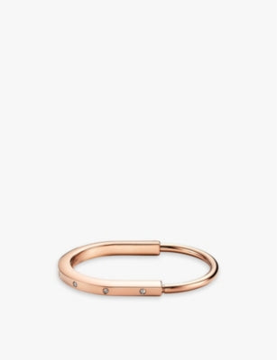 Tiffany & Co. Lock 18ct Rose-Gold and 0.31ct Diamond Bangle Bracelet