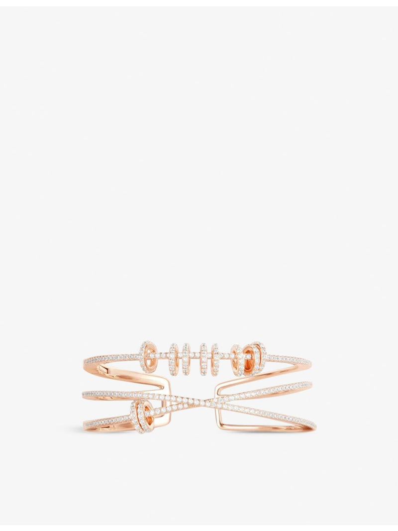 APM Monaco triple-band cuff bracelet rose gold plated cubic zirconia, UK version