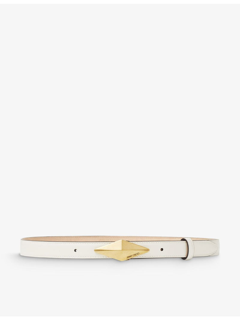 Jimmy Choo leather belt with logo-engraved buckle, imported from the UK