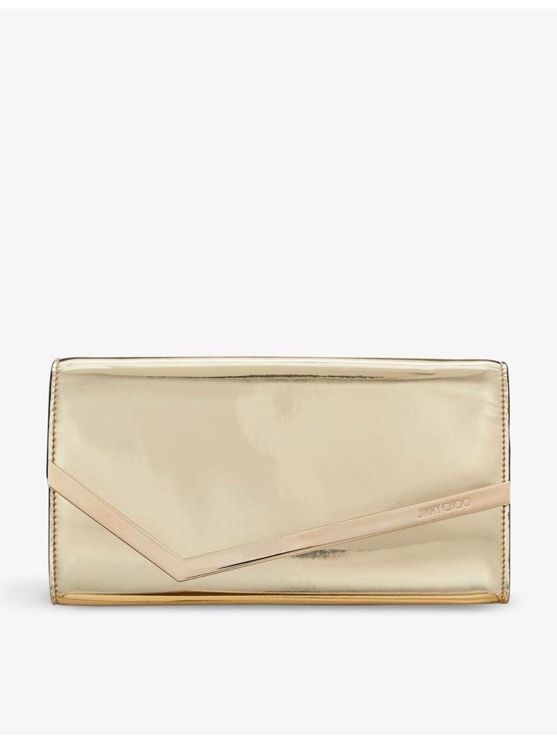 Jimmy Choo Emmie mirrored-fabric clutch, UK version