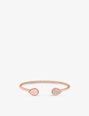 Boucheron Serpent Boheme 18ct Rose-Gold Diamond and Pink Quartz Bracelet