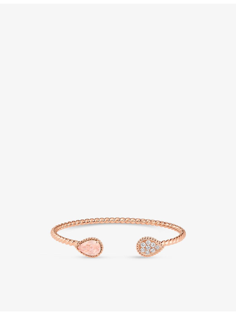 Boucheron 18ct rose gold 0.33ct diamond and pink quartz bracelet, UK version