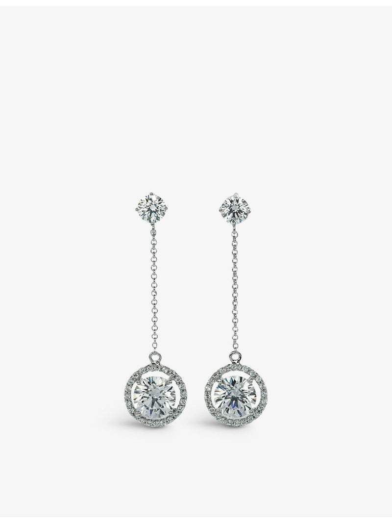 CARAT London sterling silver drop earrings, cubic zirconia, 4cm - British product