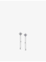 selfridges Carat London Camelia Flower and Chain Sterling Silver and Cubic Zirconia Drop Earrings- Buy online at McGrocer