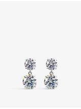 selfridges CARAT London Gia 9ct White Gold and 3.00ct Cubic Zirconia Drop Earrings- Buy online at McGrocer
