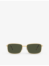 selfridges Ray-Ban RB3717 Rectangle-Frame Polished Gold-Metal Sunglasses- Buy online at McGrocer