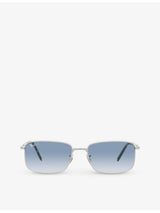 selfridges Ray-Ban RB3717 Rectangle-Frame Polished Silver-Metal Sunglasses- Buy online at McGrocer