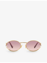 selfridges Miu Miu MU 52YS Round-Frame Tinted-Lens Metal Sunglasses- Buy online at McGrocer