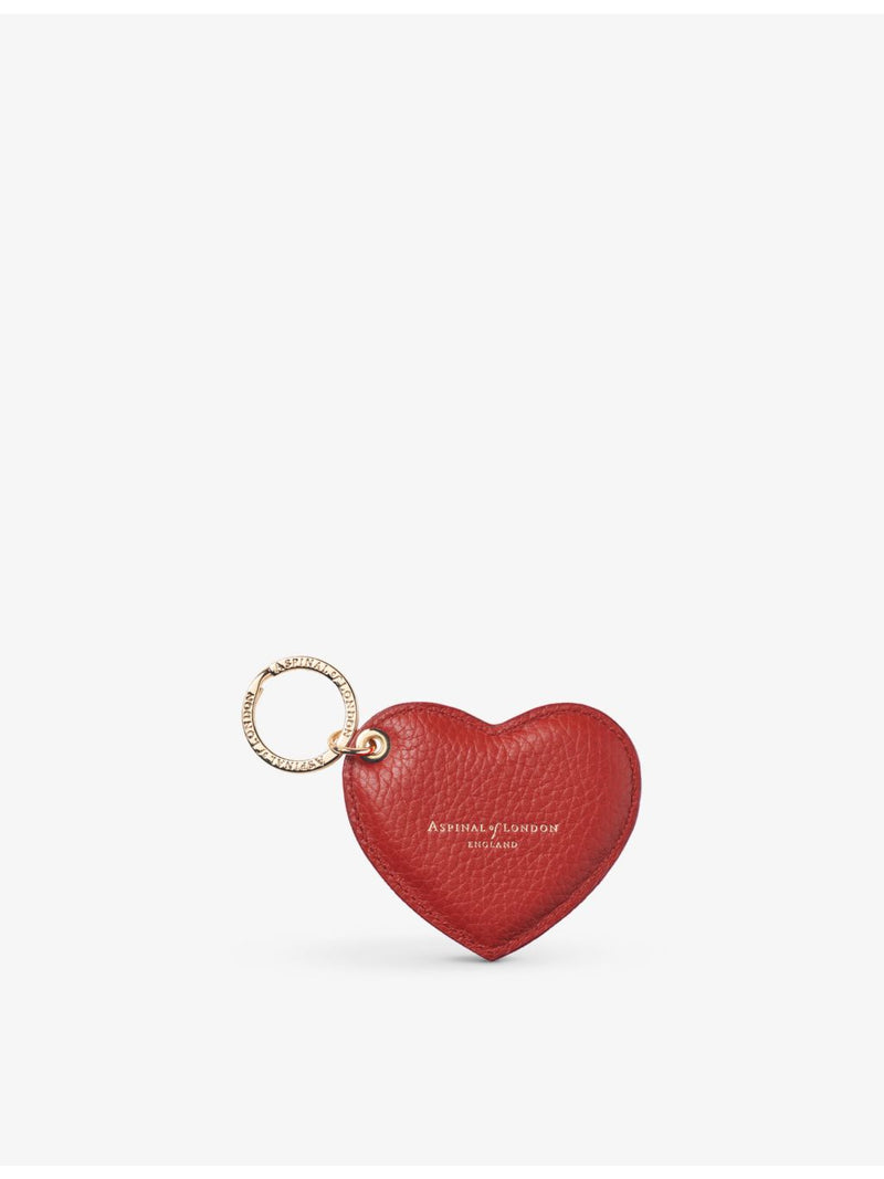 Aspinal of London heart-shaped leather keyring with gold hardware (British brand)