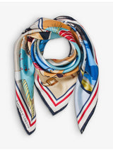 selfridges Aspinal of London Pool Side Graphic-Print Silk-Twill Scarf 90cm- Buy online at McGrocer