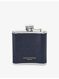 Aspinal of London logo-embossed leather hip flask 142ml, imported from the UK