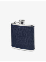 selfridges Aspinal of London Logo-Embossed Grained-Leather and Sterling-Silver Hip Flask 142ml- Buy online at McGrocer