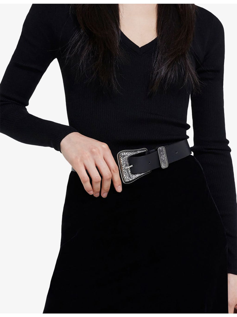 The Kooples wide leather belt with adjustable buckle (British brand)