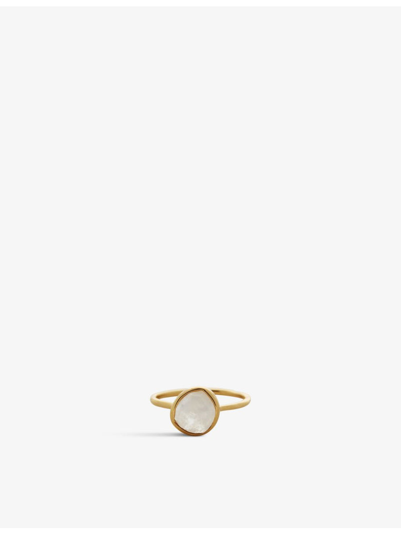 Monica Vinader Siren moonstone ring 18ct gold vermeil, imported from the UK