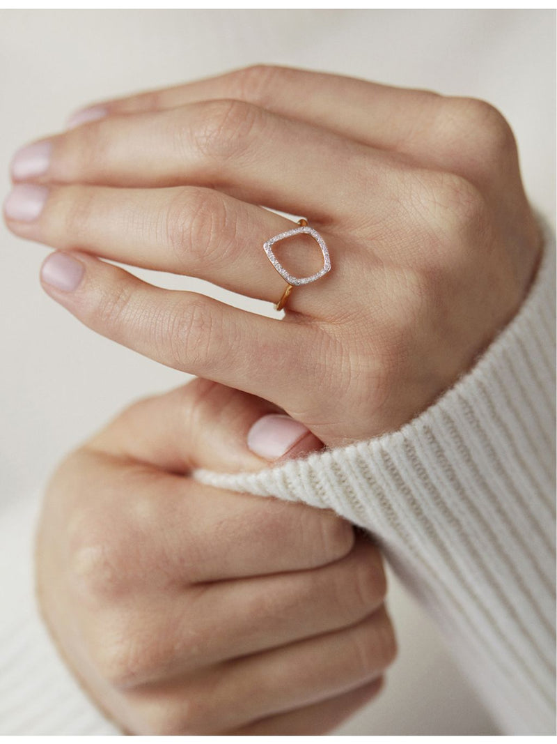 Monica Vinader Riva diamond ring 0.045ct, imported from the UK