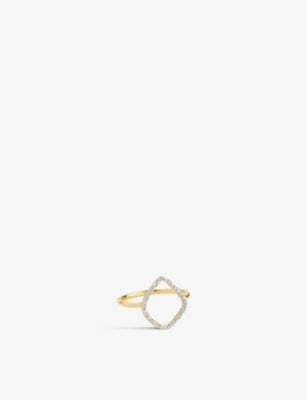Riva 18ct yellow-gold vermeil plated sterling-silver and 0.045ct diamond ring - K