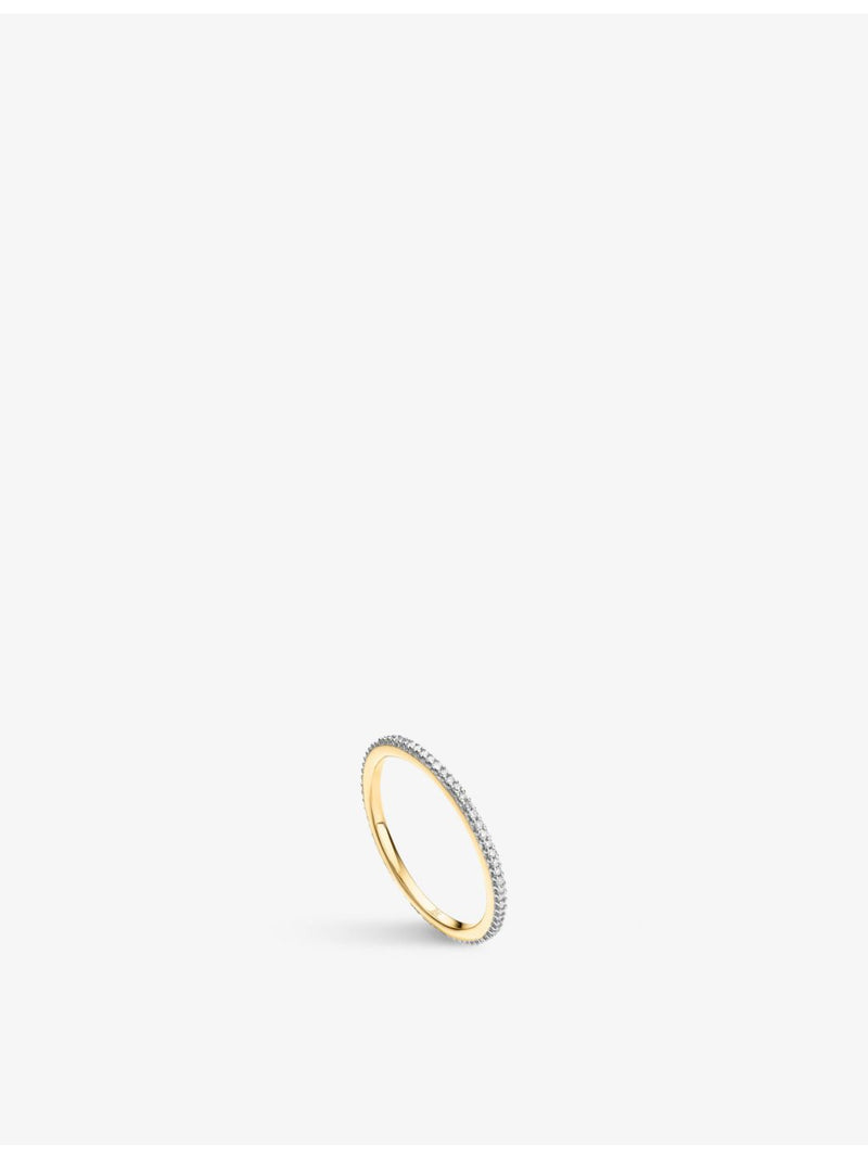 Monica Vinader eternity ring 18ct gold vermeil 0.12ct diamond (British brand)