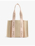 Chloé Woody linen leather tote bag medium (British brand)