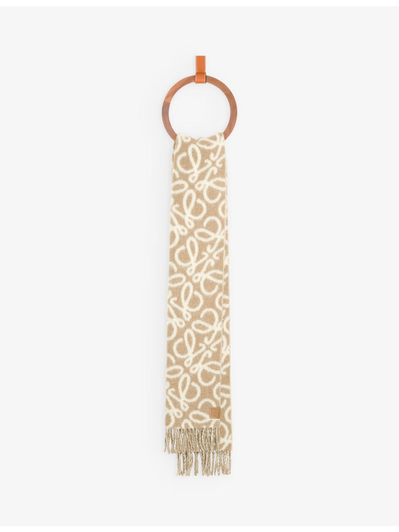 Loewe alpaca wool blend scarf 200cm Anagram patch - British product