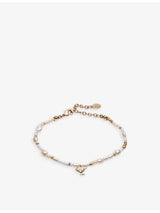 selfridges With Love Darling Pearl and Glass Bracelet in 14ct Yellow Gold-Plated Remelted Brass 19cm- Buy online at McGrocer