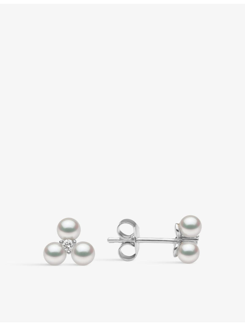 Yoko London 18ct white gold pearl and diamond stud earrings, UK version