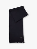 HUGO raschel-knit logo-embroidered wool scarf 170cm, imported from the UK