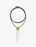 Maje flower diamante choker necklace in brass and cotton - British product
