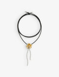 Maje Flower Diamante-Embellished Brass and Cotton Choker Necklace