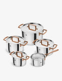 Zwilling 5-piece stainless steel cookware set contrasting handles, imported from the UK