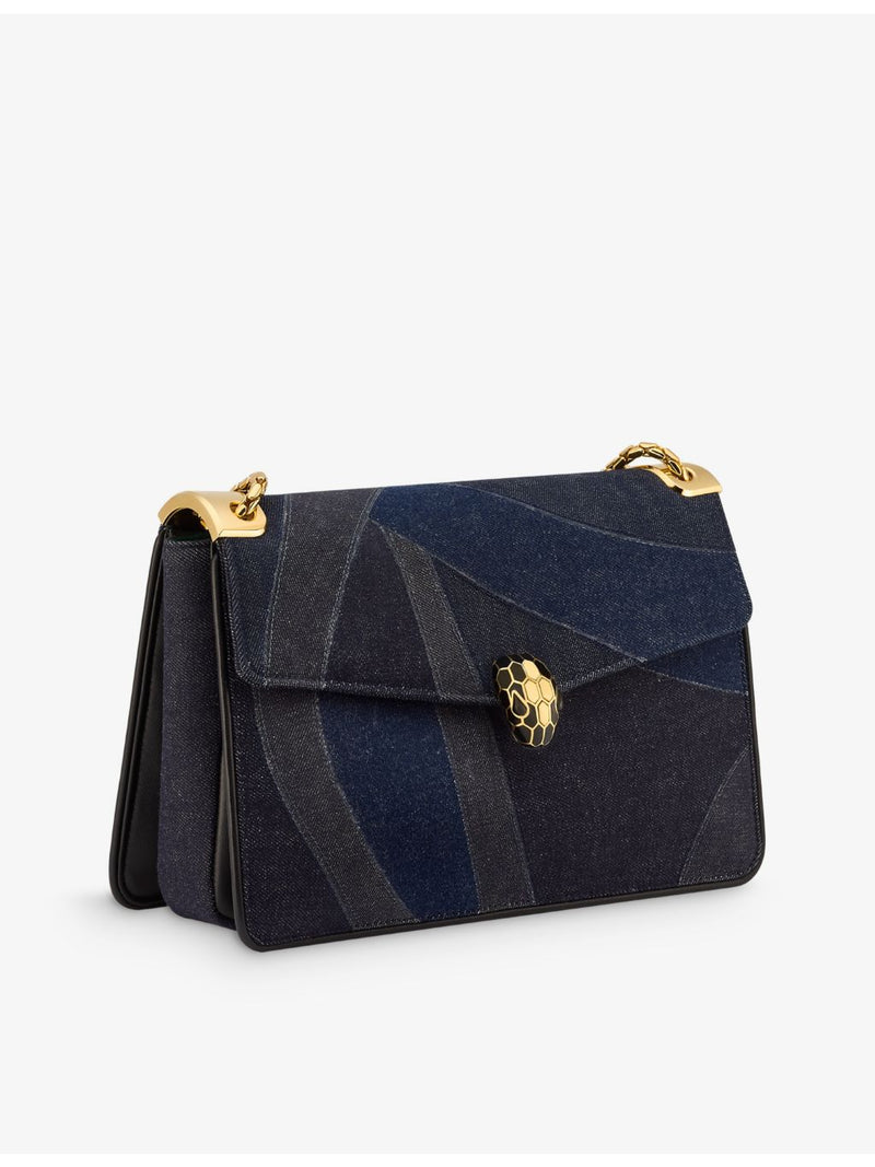 Bvlgari Serpenti Forever large denim shoulder bag (British brand)