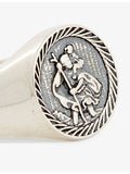 Serge Denimes sterling silver ring, St Christopher design, oxidised finish, imported from the UK