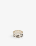 Serge Denimes Kabuto Embossed Sterling Silver and Cubic Zirconia Ring
